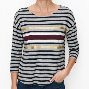 J.Crew Stripe Foil Tee Boatneck Gray Small